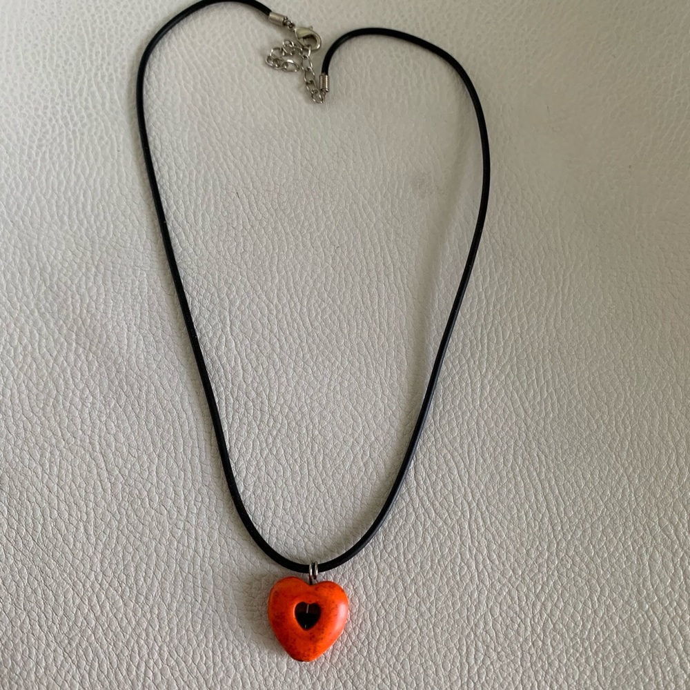Heart Orange Charm Necklace